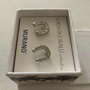 Mens Murano Corsa Di Cavalli Collection Cufflinks Horseshoe